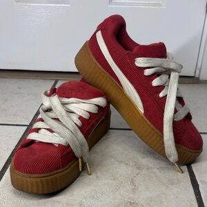 Puma Fenty Red Sneakers with White and Brown Accents